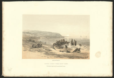 תחריט של מפרץ חיפה מאת דייויד רוברטס, David Roberts, שם היצירה:, Caiphas looking towards Mount 