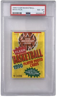 NBA - מעטפת קלפי כדורסל NBA מדורגת, שנת 1990, הוצאת FLEER. המעטפה סגורה ומלאה ב-15 הקלפים. מדורגת 