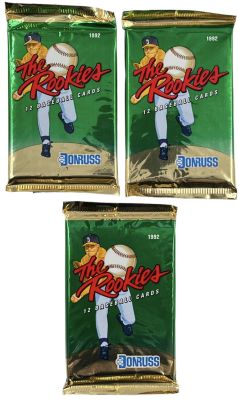 בייסבול - לוט 3 מעטפות קלפי בייסבול, סדרת THE ROOKIES, הוצאת DONRUSS, שנת 1992. בכל מעטפה ישנם 12 