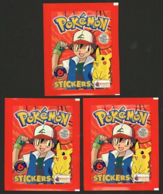 פוקימון - לוט 3 מעטפות אלבום פוקימון, דור ראשון, בכל מעטפה 6 קלפים. הוצאת מרלין/טופס. סגורות 