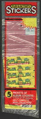 צבי הנינג'ה - מארז סגור הכולל 5 מעטפות קלפים של אלבום צבי הנינג'ה, 1989. המארז מושלם, המעטפות 