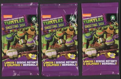 צבי הנינג'ה - לוט 3 מעטפות צבי הנינג'ה, SHOOTING DISK, שנת 2014. סגורות, מעולם לא נפתחו