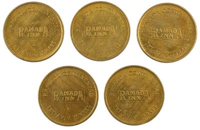 לוט 5 טוקנים של מלון רמדה קונטיננטל תל אביב, מצב חדש לחלוטין, לא היו בשימוש