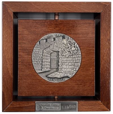 מיקי קרני - שערי ירושלים - השער החדש. יצירת אומנות של החברה הממשלתית למדליות ולמטבעות, משולבת 