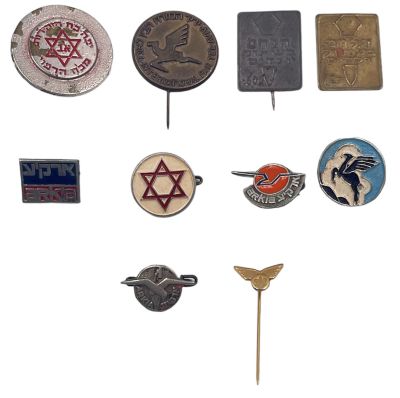 לוט 10 סיכות מוקדמות שונות ביניהן נדירות ומיוחדות. כולל: שתי סיכות שונות של יריד המזרח אחת מהן 