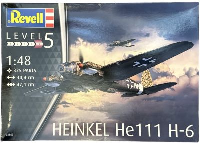 HENKEL - דגם גדול להרכבת מטוס קרב HENKEL HE111 H-6, חברת REVELL, מודל 03863, כולל 325 חלקים. סגור