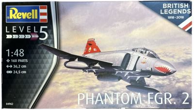 PHANTOM - דגם גדול להרכבת מטוס קרב PHANTOM FGR 2, חברת REVELL, מודל 04962, כולל 160 חלקים. סגור