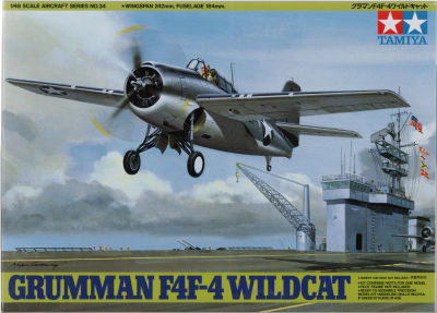 GRUMMAN F4F-4 - דגם גדול להרכבת מטוס קרב GRUMMAN F4F-4, חברת TAMIYA, מודל 34, סגור