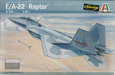 F/A-22 RAPTOR - דגם גדול להרכבת מטוס קרב F/A-22 RAPTOR, חברת ITALERI, מודל 850, סגור