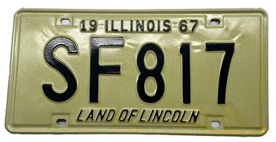 לוחית רישוי רכב אמריקאית, אילינוי 1967, מצב כללי טוב מאוד