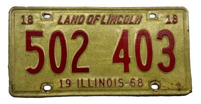 לוחית רישוי רכב אמריקאית, אילינוי 1968, מצב כללי טוב