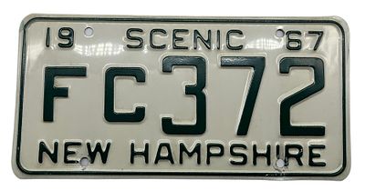 לוחית רישוי רכב אמריקאית, ניו המפשייר 1967, מצב כללי טוב