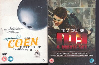 לוט שני מארזים סרטי DVD, טום קרוז והאחים כהן, ללא תרגום