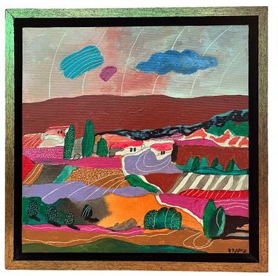 עודד פיינגרש - עודד פיינגרש (נ. 1938) - ענני גשם בעמק יזרעאל, אקריליק (שמן) על בד, מסדרת נופי הארץ 