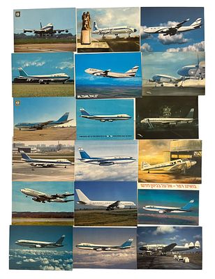 אל על - לוט 18 גלויות אל על, מטוסי החברה באויר וביבשה, תקופות שונות