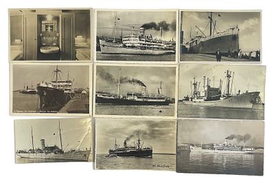 אוניות א"י - לוט 9 גלויות ריל פוטו (גלויות מצולמות) של אוניות ארץ ישראליות, ביניהן: אילת, הר ציון 