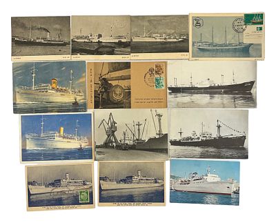 אוניות א"י - לוט 11 גלויות של אוניות ארץ ישראליות וראשית המדינה, חלקן עברו בדואר: האוניה שרה בנמל 