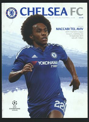 מכבי תל אביב - תוכניה של משחק ליגת האלופות בין צ'לסי למכבי תל אביב, שהתקיים באצטדיון סטמפורד 