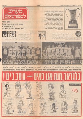 מכבי תל אביב - מוסף מיוחד לקראת הופעתה של מכבי תל אביב בגמר אליפות אירופה בכדורסל, 5 באפריל 1977 