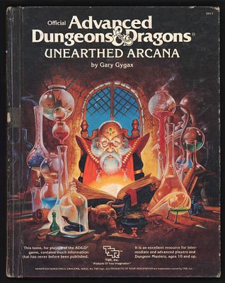 מבוכים ודרקונים - מבוכים ודרקונים, ספר Unearthes Arcana, שנת 1985. ספר מבוכים ודרקונים, ספר 