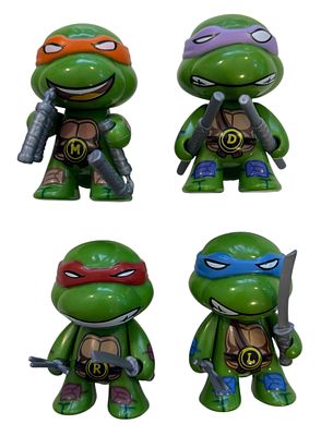 לוט 4 בובות צבי הנינג׳ה Ninja Turtles. לוט 4 בובות פלסטיק של דמויות סדרת הילדים ״צבי הנינג׳ה״ 
