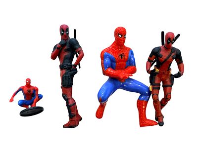 לוט 4 בובות של ספיידרמן ודדפול Spiderman Deadpool. לוט 4 בובות של גיבורי העל מעולם Marvel 