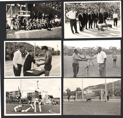אצטדיון קרית אליעזר, שנות החמישים-שישים. לוט 6 תצלומים של אירועי ספורט באצטדיון קרית אליעזר 