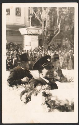 מאיר דיזנגוף, 1935. תצלום של ראש עיריית תל אביב, מאיר דיזנגוף, במהלך עדלאידע 1935 בתל אביב