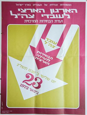 כרזה ועדת הבחירות המרכזית הארגון הארצי לעובדי צה"ל, ההסתדרות הכללית של העובדים בארץ-ישראל 