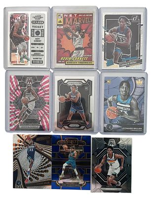 לוט 9 קלפי NBA של הקבוצה מינסוטה טימברוולבס Minnesota Timberwolves. הלוט כולל אינסרטים, פרללים 