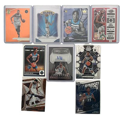 לוט 9 קלפי NBA של הקבוצה מינסוטה טימברוולבס Minnesota Timberwolves. הלוט כולל אינסרטים, פרללים 