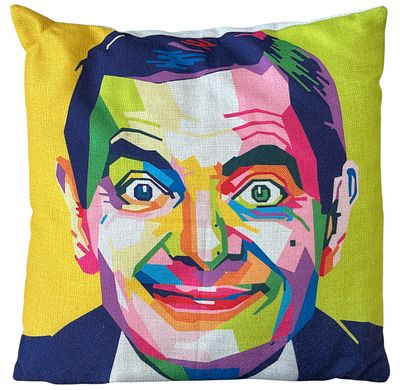 מיסטר בין - כרית בהדפסו של מיסטר בין Mr. Bean. כרית נוי בהדפסו של מיסטר בין בסגנון Popart, גודל 42 