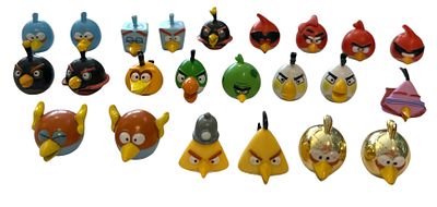 אנגרי בירדס - לוט 22 בובות לעיפרון, אנגרי בירדס, שונים זה מזה. אוסף מרתק ומעורר חיוך