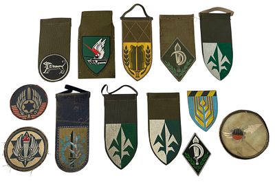 תגי כתף. לוט גדול של תגי כתף וסמלי יחידה, חלקן עשויים בד, תקופות שונות. כפילויות