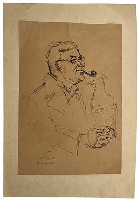 אסתר ברלין יואל - אסתר ברלין יואל, רישום, 1933. אסתר ברלין-יואל (1895-1972), רישום, דמות המעשנת 