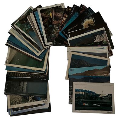 אילת - גלויות, אילת. לוט ענק של 73 גלויות של העיר אילת: מבט כללי, חוץ הים, הטיילת ועוד. הוצאות 