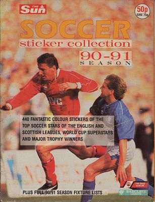 אלבום מדבקות הליגה האנגלית 1990-91, SOCCER STICKER COLLECTION, הכוללת את קבוצות הליגה האנגלית. 