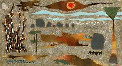 Yochanan Simon - 1905 - 1976. Brazilian Landscape, Oil on cardboard laid down on canvas, 33x63 cm.