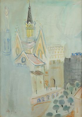 Nachum Gutman - 1898 – 1980. Jerusalem, 1947, Watercolor on paper, 55x37 cm. Signed and dated. The