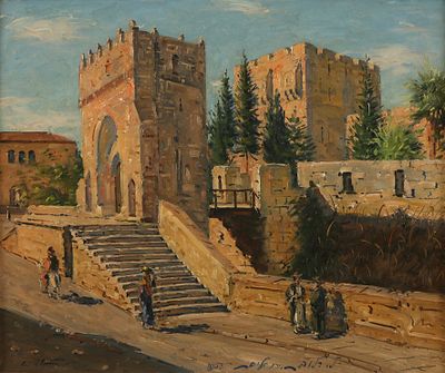 Ludwig Blum - 1891 – 1974. Jerusalem, Tower of David - The Citadel, 1953, Oil on canvas, 50x60 cm.