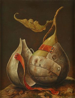 Samuel Bak - b. 1933. The Presence, Oil on canvas, 35X28 cm. Signed. Titled on the reserve.