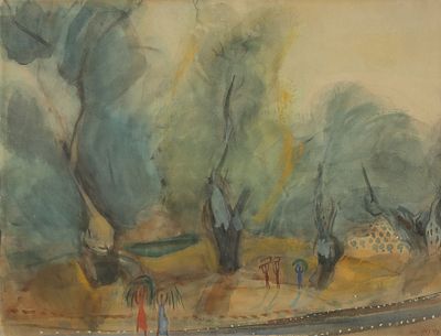 Nachum Gutman - 1980 – 1898. Figures in the Forest, 1950,
Watercolor on paper, 55x71 cm.
Signed