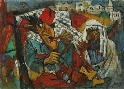 Marcel Janco - 1984 - 1895. Oriental Figures,
Oil on canvas, 53x74 cm.
Signed.
Janco Atelier
