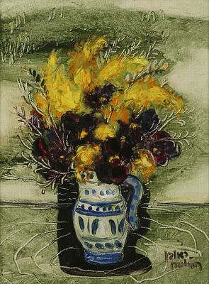 Reuven Rubin - 1893 – 1974. Flowers, oil on canvas, 33x24 cm. Signed. Signed on the reverse. The