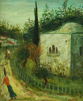 Moshe Castel - 1991 – 1909. On the Way to the Well, 30’s Oil on canvas mounted on plywood, 26x21