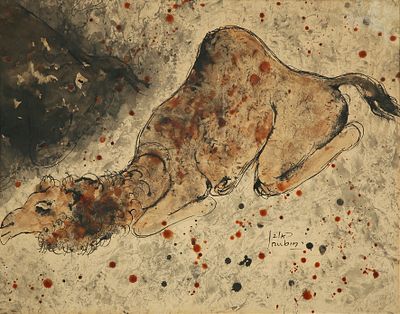 Reuven Rubin - 1893 – 1974. Camel, Watercolor and ink on paper, 45x58 cm. Signed. The authenticity