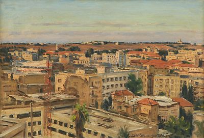 Ludwig Blum - 1891 – 1974. View from the Artist's Studio on King George Street, 1965, Oil on canvas