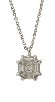 AN 18K WHITE GOLD PENDANT. Set with diamonds, total weight approx. 0.40 ct. Includes a 18K white 