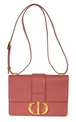 CHRISTIAN DIOR MONTAIGNE 30 SHOULDER BAG. Ancient pink leather. Gilt hardware. Adjustable strap. 