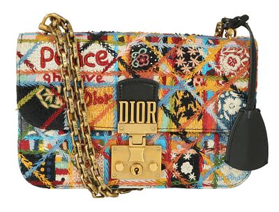 CHRISTIAN DIOR PEACE AND LOVE DIORADDICT FLAP BAG. Limited edition. Beaded flap and back. 